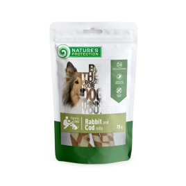 Ласощі для собак, роли з кролика і тріски, Nature&#039;s Protection snack for dogs rabbit and cod rolls, 75г