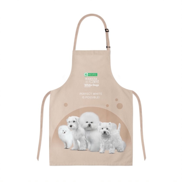 Фартух для грумера Nature&#039;s Protection Superior care &quot;White Dogs&quot;, with puppies, 60x70 cm, pink
