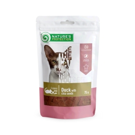 Ласощі для котів, снеки з качкою і чіа, Nature&#039;s Protection snack for cats with duck with chia seeds, 75г