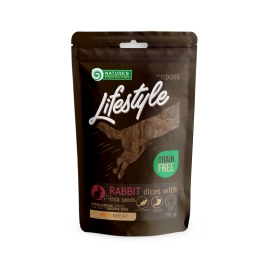 Ласощі для собак, скибочки кролятини з насінням Чіа, Nature&#039;s Protection Lifestyle snack for dogs soft rabbit dices with chia seeds, 75г