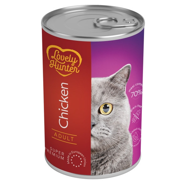 Вологий корм для дорослих котів з курятиною Lovely Hunter Adult with chicken, 400 г