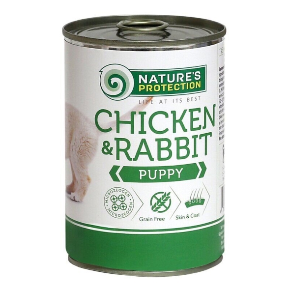 Вологий корм для цуценят всіх порід з курятиною та кролятиною Nature&#039;s Protection Puppy chicken &amp; rabbit 800г