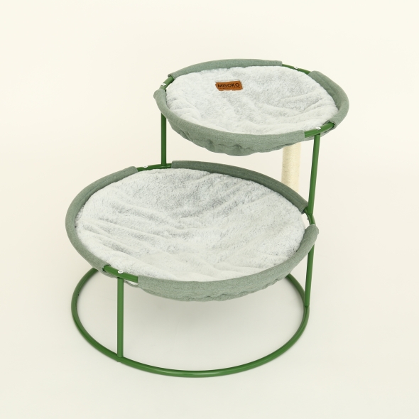 Подвійний лежак для домашніх тварин MISOKO Pet bed, round, double, steel frame, 70x50x40 cm, light green