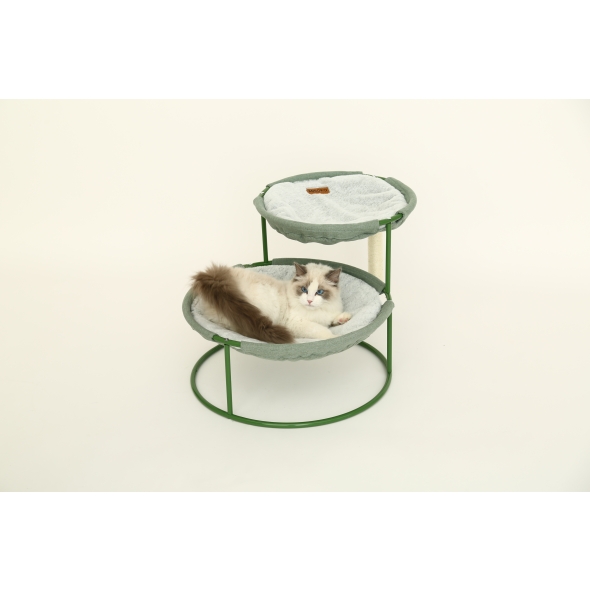 Подвійний лежак для домашніх тварин MISOKO Pet bed, round, double, steel frame, 70x50x40 cm, light green - 3