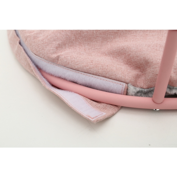 Складаний лежак для домашніх тварин MISOKO Pet bed round plush, 45x45x22 cm, pink - 3