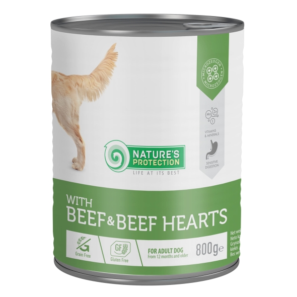 Вологий корм для дорослих собак з яловичиною і яловичим серцем Nature&#039;s Protection with Beef &amp; Beef Hearts 800 г