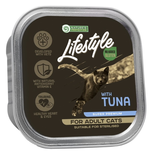 Вологий корм для дорослих стерилізованих котів з тунцем Nature&#039;s Protection Lifestyle adult (suitable for sterilized) with Tuna, 85 г