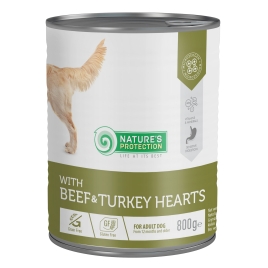 Вологий корм для дорослих собак з яловичиною та серцем індички Nature&#039;s Protection with Beef &amp; Turkey Hearts 800 г