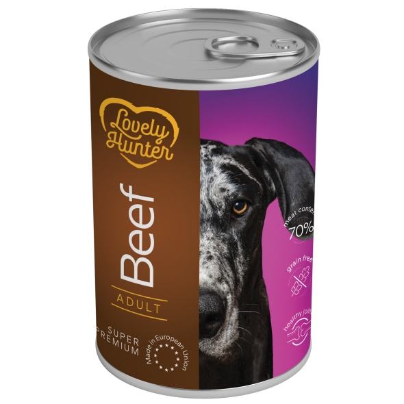 Вологий корм для дорослих собак з яловичиною Lovely Hunter Adult with Beef 400 г