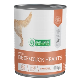 Вологий корм для дорослих собак з яловичиною та качиним серцем Nature&#039;s Protection with Beef &amp; Duck Hearts 800 г