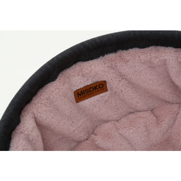 Складаний лежак для домашніх тварин MISOKO Pet bed round plush, 45x45x22 cm, grey and pink - 1