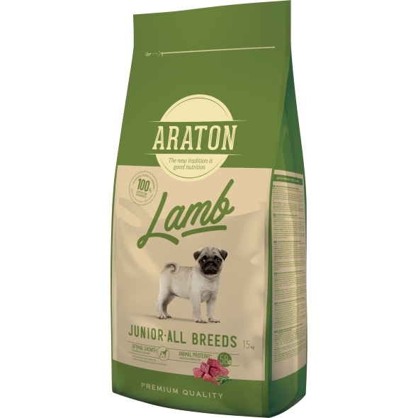Полнорационный сухой корм для юниоров с ягнятиной и рисом ARATON LAMB Junior All Breeds 15кг