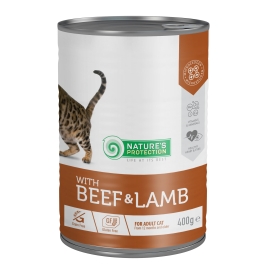 Вологий корм для дорослих котів з яловичиною та ягням Nature&#039;s Protection with Beef &amp; Lamb 400 г