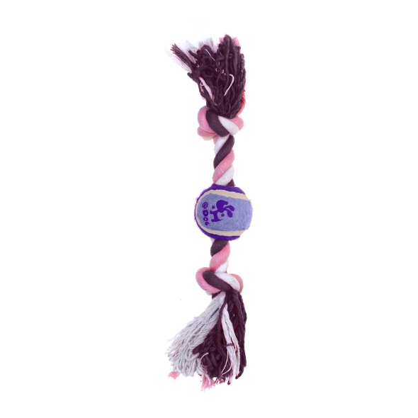 Іграшка для собак MISOKO&amp;CO Тенісний м&#039;яч з мотузкою, purple, 30.5x5 cm