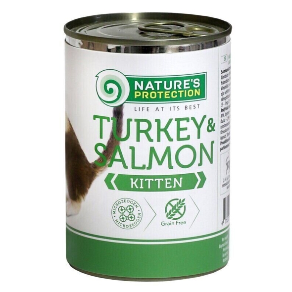Вологий корм для кошенят з індичкою та лососем Nature&#039;s Protection Kitten Turkey&amp;Salmon 400г