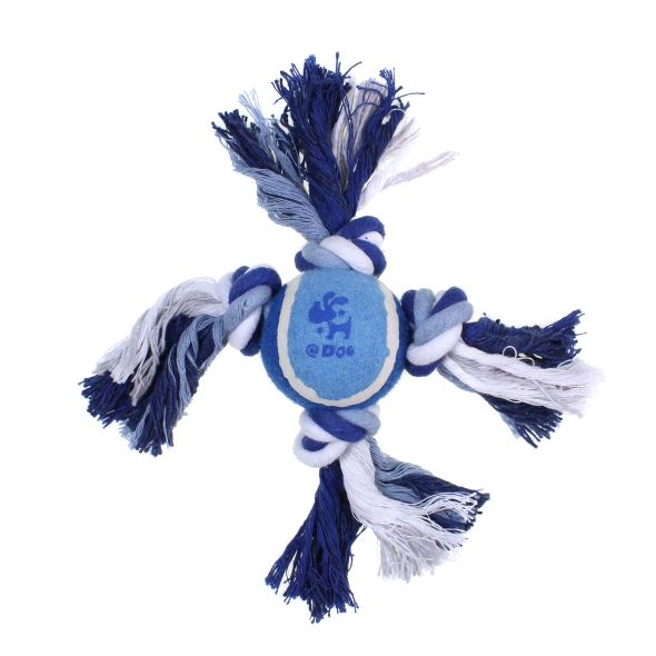 Іграшка для собак MISOKO&amp;CO Тенісний м&#039;яч з вузлами з мотузки, blue, 27cm