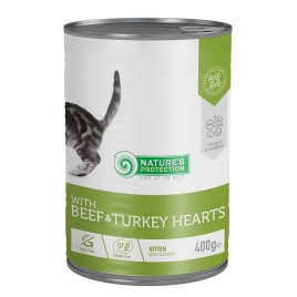 Вологий корм для кошенят з яловичиною та серцем індички Nature&#039;s Protection Kitten with Beef &amp; Turkey hearts 400 г