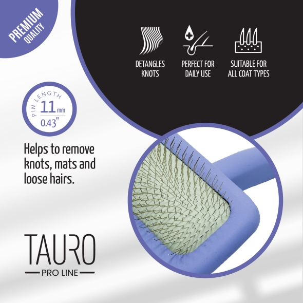 Щітка дерев&#039;яна прямокутна Tauro Pro Line, зубці 11 мм, purple, S - 4