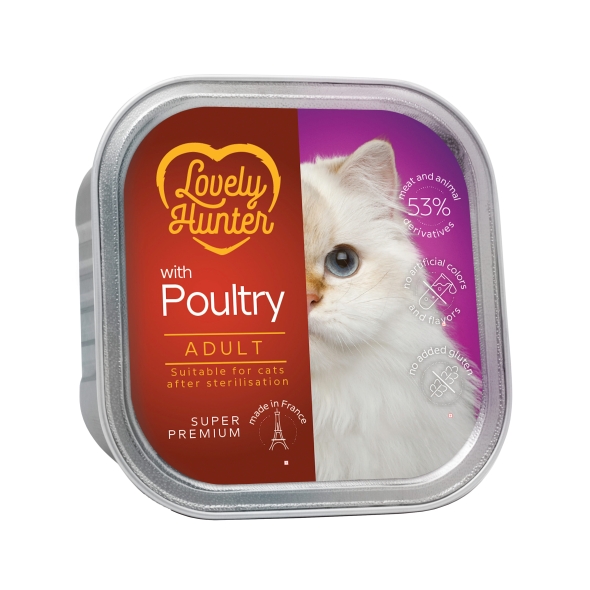 Lovely Hunter Sterilised cats Poultry Вологий корм для стерилізованих котів з м'ясом птиці, 85 г