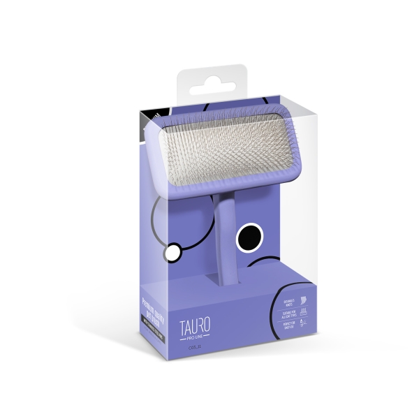 Щітка дерев&#039;яна прямокутна Tauro Pro Line, зубці 11 мм, purple, L - 5