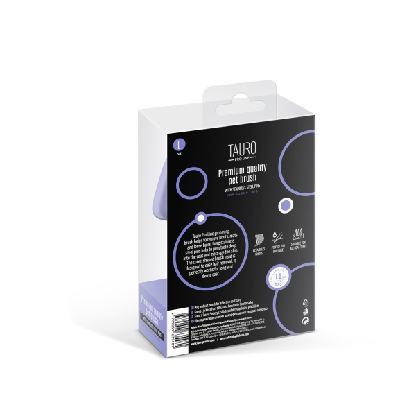 Щітка дерев&#039;яна прямокутна Tauro Pro Line, зубці 11 мм, purple, L - 6
