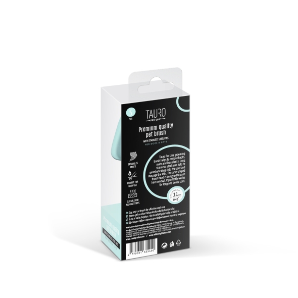 Щетка деревяная прямоугольная Tauro Pro Line, зубчики 11 мм, mint, S - 6