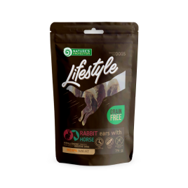 Ласощі для собак, сушені кролячі вуха з кониною, Nature&#039;s Protection Lifestyle Snack For Dogs Dried Rabbit Ears With Horse 75г