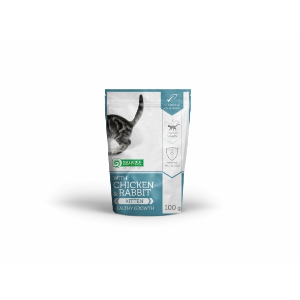 Вологий корм для кошенят з куркою і кроликом Nature's Protection Kitten with Chicken and Rabbit 100 г - 1