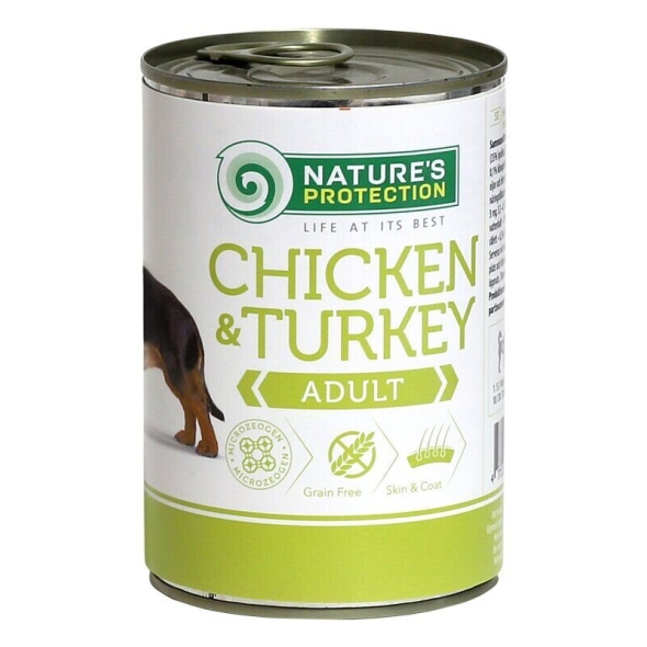 Вологий корм для дорослих собак всіх порід з куркою та індичкою Nature&#039;s Protection Adult Chicken&amp;Turkey 400г