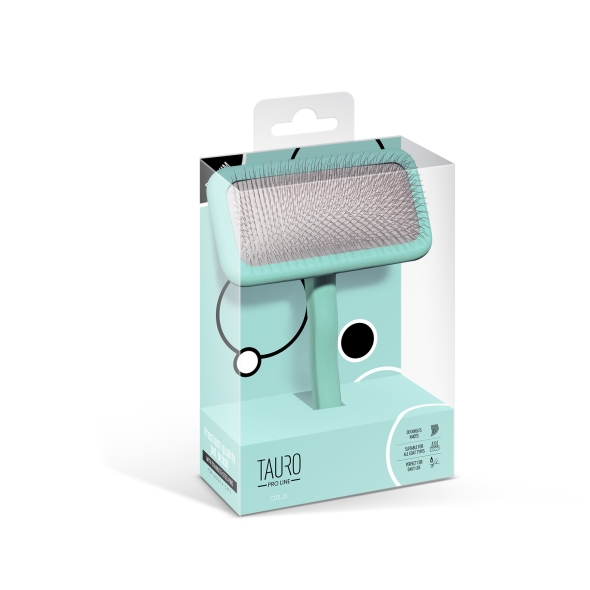 Щітка дерев&#039;яна прямокутна Tauro Pro Line, зубці 11 мм, mint, L - 5