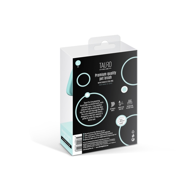 Щітка дерев&#039;яна прямокутна Tauro Pro Line, зубці 11 мм, mint, L - 6