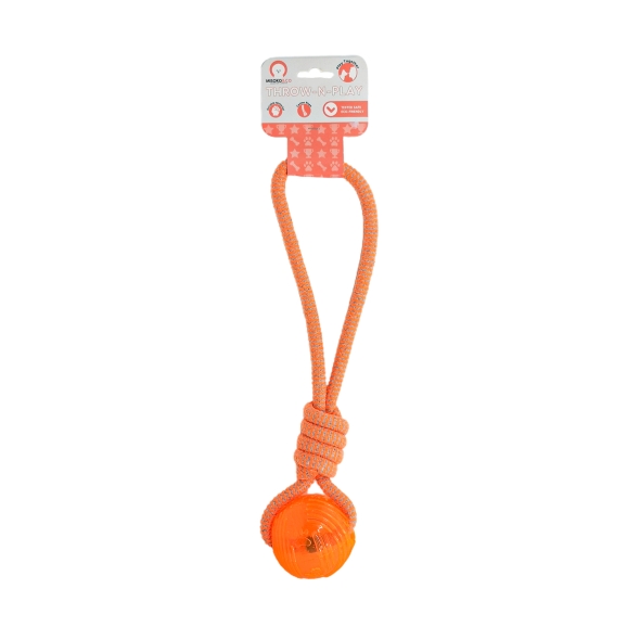 Іграшка для собак MISOKO&amp;CO Мотузка з м&#039;ячем, orange, 43 cm - 1
