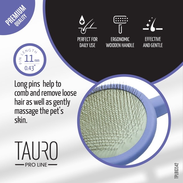 Щітка дерев&#039;яна кругла Tauro Pro Line, зубці 11 мм, purple, M - 2