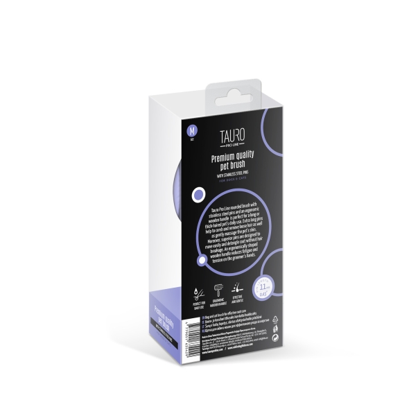Щітка дерев&#039;яна кругла Tauro Pro Line, зубці 11 мм, purple, M - 4