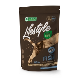 Сухий беззерновий корм для стерилізованих кішок з білою рибою Nature&#039;s Protection Lifestyle 400 г
