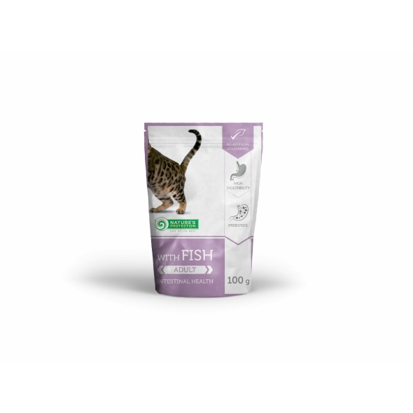 Вологий корм для дорослих котів з чутливим травленням з рибою Nature&#039;s Protection Intestinal health with Fish 100 г - 1