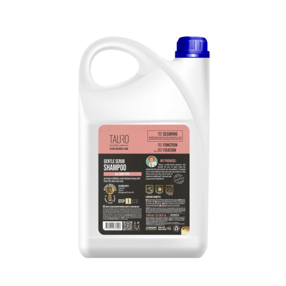 Делікатний шампунь-скраб для шерсті та шкіри собак та котів TAURO PRO LINE Ultra Natural Care Gentle Scrub Shampoo, 3785 мл