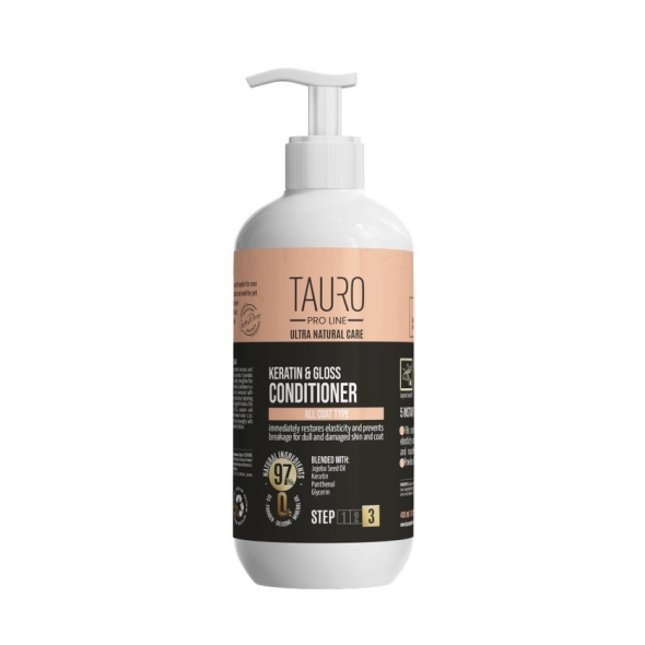 Кератиновый кондиционер для шерсти собак и кошек TAURO PRO LINE Ultra Natural Care Keratin &amp; Gloss Conditioner, 400 мл