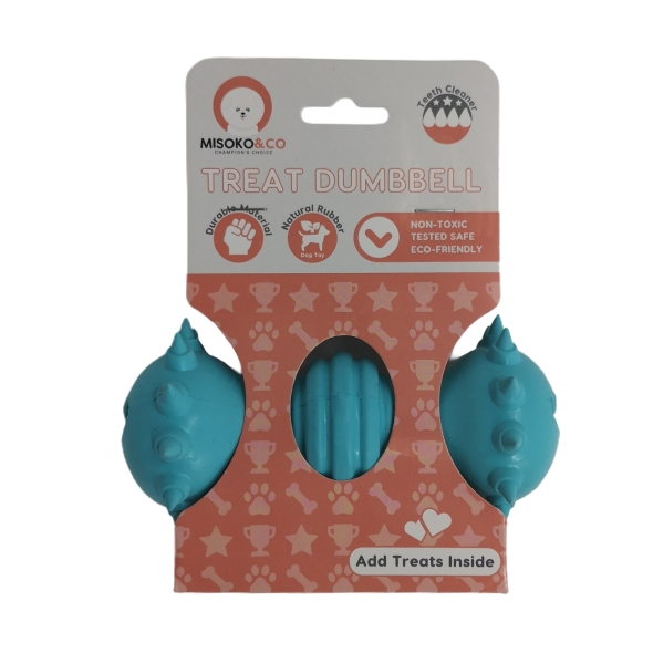 Іграшка для собак MISOKO&amp;CO Рифлена гантеля, light blue, 13.8 cm - 1
