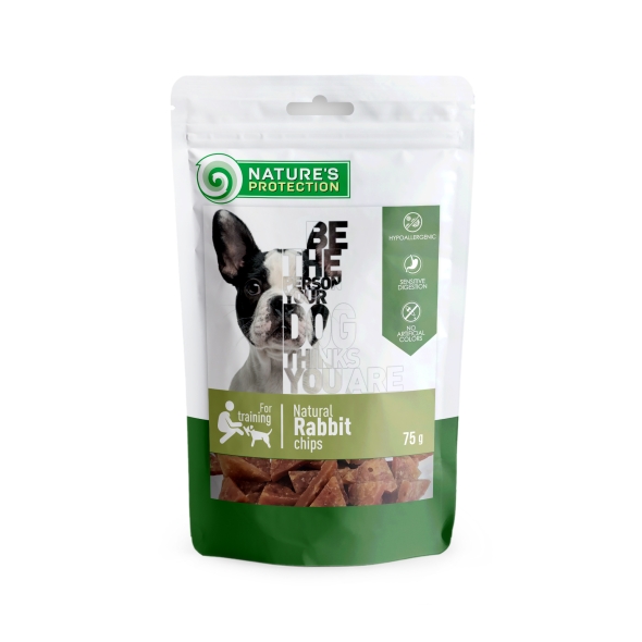 Ласощі для собак, чіпси з кролика, Nature&#039;s Protection Natural Rabbit Chips, 75 г