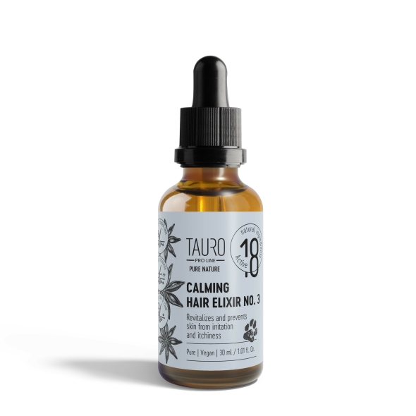 Заспокійливий еліксир для шкіри та шерсті собак і котів Tauro Pro Line Pure Nature Calming Hair Elixir No.3, 30ml - 1