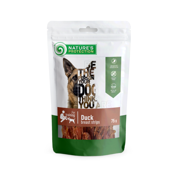 Ласощі для собак, смужки з качиної грудки, Nature&#039;s Protection Snacks For Dogs, Duck Breast Strips 75г