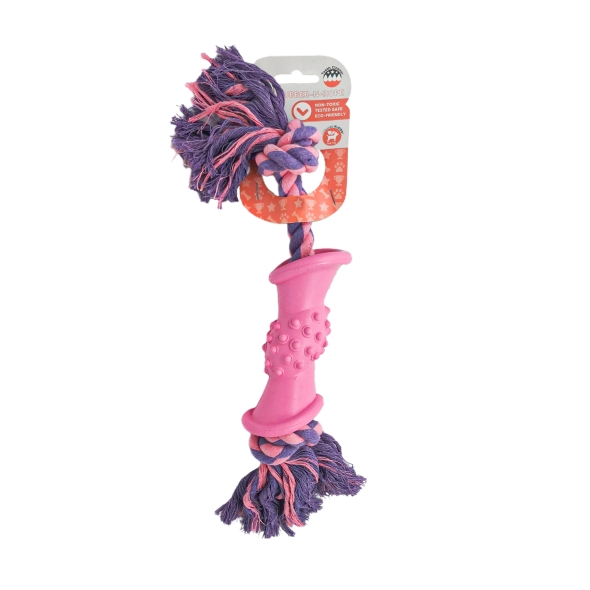 Іграшка для собак MISOKO&amp;CO Шипи з мотузкою, pink, 38 cm - 1