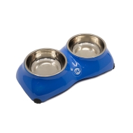 Миска для тварин KIKA 4-PAW, подвійна, синя, розмір S