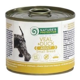 Вологий корм для дорослих собак малих порід з телятиною та качкою Nature&#039;s Protection Adult small breed Veal &amp; Duck 200г