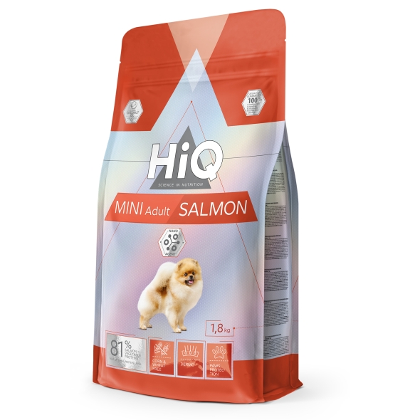 Сухий корм для дорослих собак малих порід HiQ Mini Adult Salmon 1.8kg