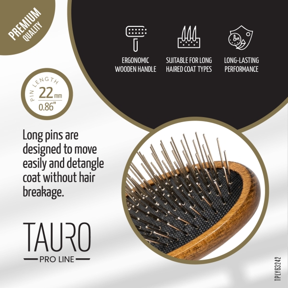 Масажна щітка Tauro Pro Line для собак з довгою шерстю, 22,5x6,5x1 см - 3