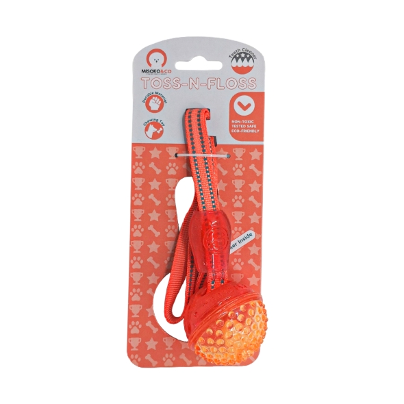 Іграшка для собак MISOKO&amp;CO М&#039;яч з пищалкою та ременем, orange, 35х6 cm - 2