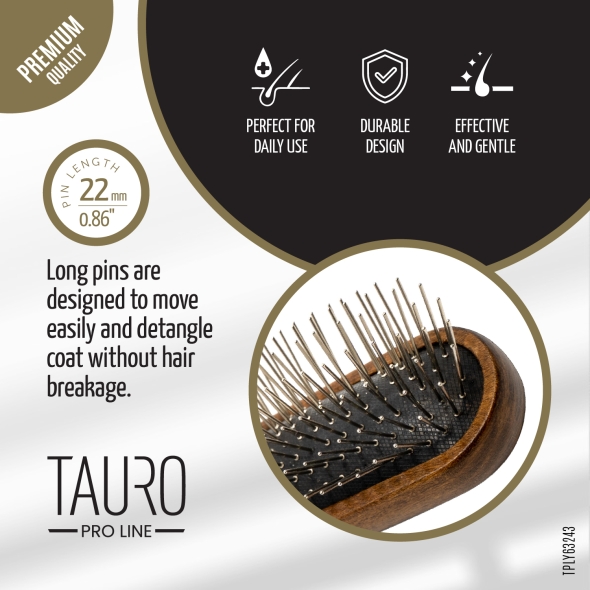 Масажна щітка Tauro Pro Line для довгошерстих собак, 4x6x1.5 см - 3