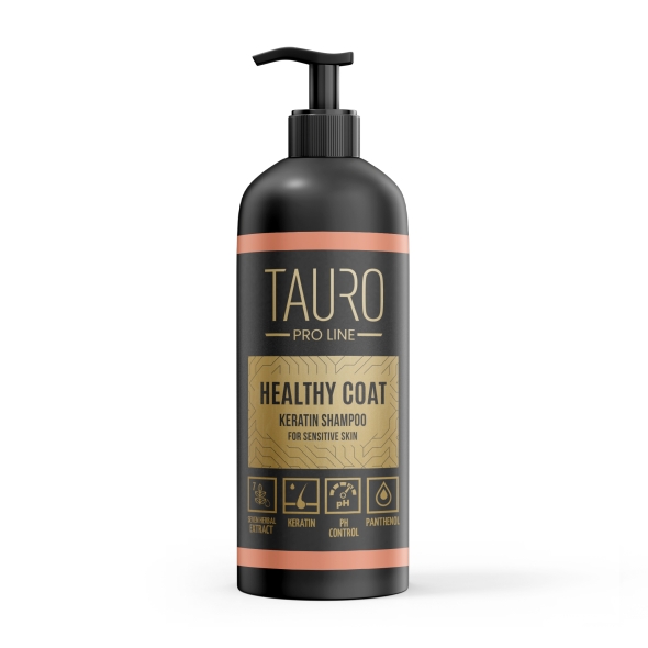Шампунь с кератином для собак и кошек всех пород Tauro Pro Line Healthy Coat Keratin Shampoo 1000 мл